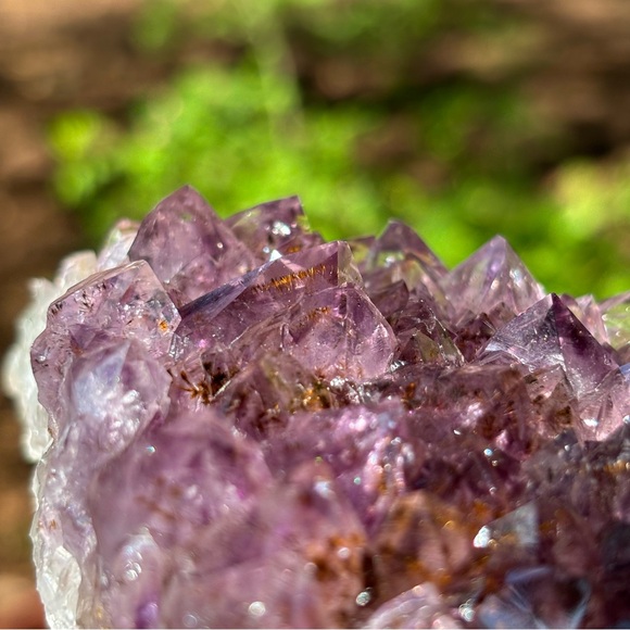 Stunning Deep Purple Amethyst Cluster with Cacoxenite and Hematite Inclusions - Picture 8 of 10